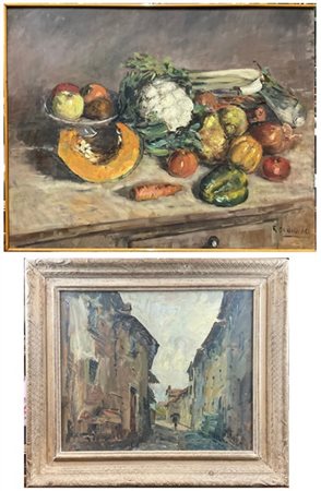 Giovanni Colombo da Busnago Lotto composto da due oli su compensato raffiguranti