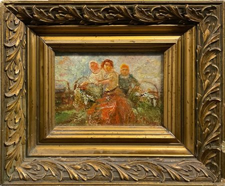 Ignoto di inizio secolo XX

"Contadine" 
olio su cartone (cm 12x18,5)
reca firm