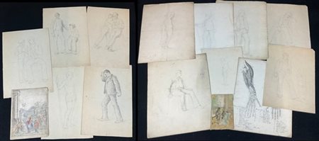 Pacifico Sidoli Lotto composto da numerosissimi disegni su carta, molti dei qual