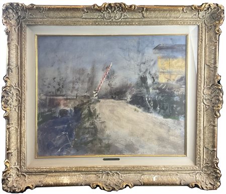 Guido Tallone "Via Libera - Casello 18 Milano - Vigevano" 1957
olio su tela (cm