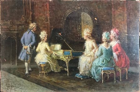 Nazzareno Sidoli "Il concerto" 
olio su compensato (cm 42x63,5)
firmato in basso