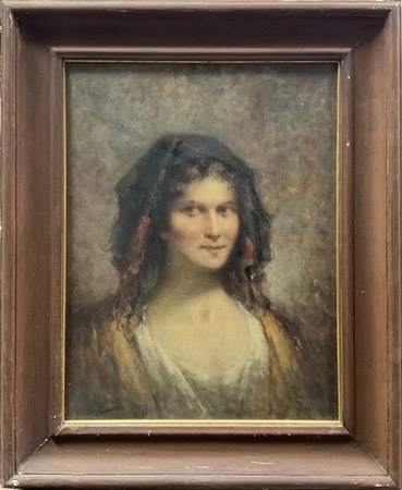 Nazzareno Sidoli "Ritratto femminile" 
olio su compensato (cm 65x50)
firmato in