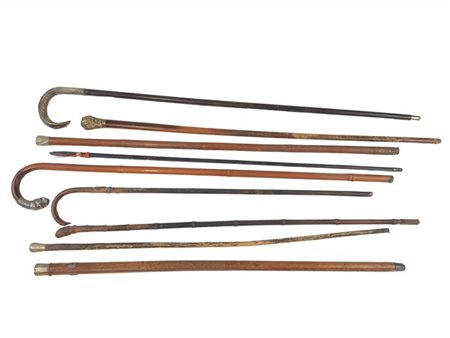 Lotto composto da diversi bastoni da passeggio in malacca, bambù con prese in a