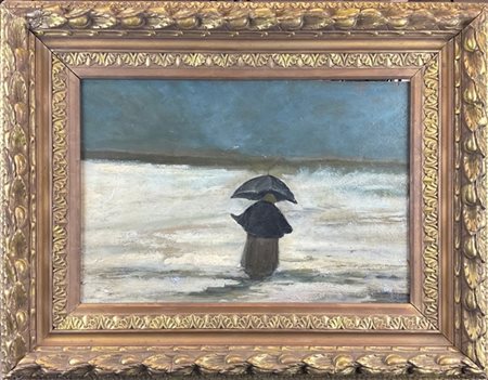 Giuseppe Sidoli "Giorno di pioggia" 
olio su compensato (cm 34x50)
al retro: tim