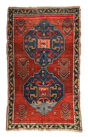 Tappeto Kazak, Chonsoresk, fine secolo XIX-inizio secolo XX. Decoro con due med