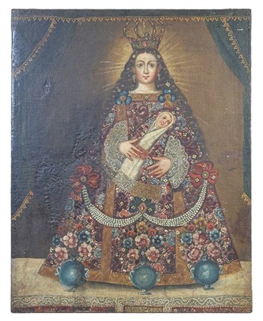 Scuola di Cuzco, secolo XVIII. La Vergine di Betlemme, olio su tela (cm 97x77)