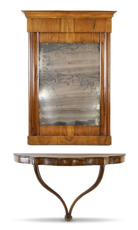 Lotto composto da una caminiera con cornice in noce, secolo XIX (cm 108x76) e u