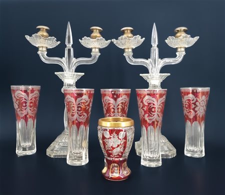 Manifatture diverse, secolo XX. Lotto composto da coppia di candelabri a due fi