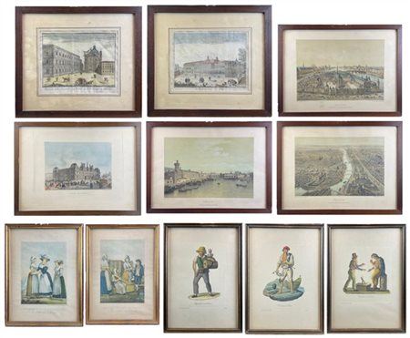 Cartone contenente diciotto tra stampe e riproduzioni a colori raffiguranti cos