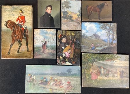 Lotto composto da numerosi dipinti di piccolo formato, di diversi autori, sogge