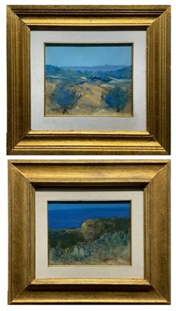 Carlo Saccardi Coppia di "Paesaggi"olio su tela (cm 25x30)
uno firmato in basso