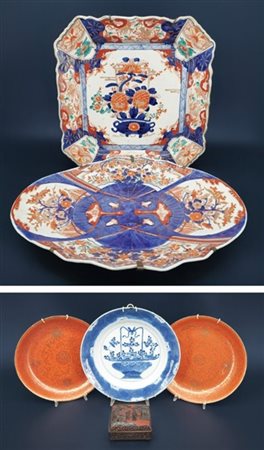 Manifatture orientali, secolo XX. Lotto composto da due diversi piatti in porce