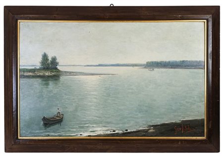 Giuseppe Sidoli "Il Po" 
olio su compensato (cm 73x116)
firmato in basso a destr
