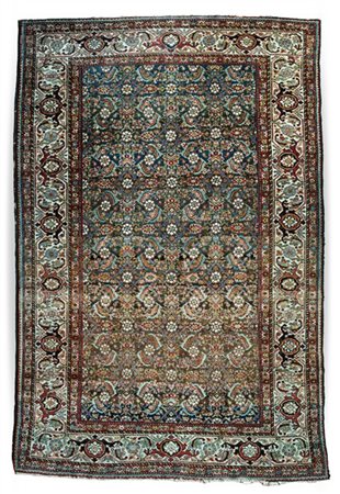 Tappeto Malayer, Persia, secolo XX. Decoro Herati policromo su fondo blu con ab