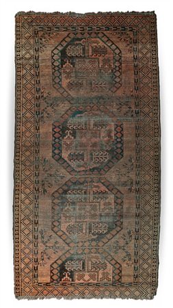 Tappeto Afghan, Turkestan occidentale, inizio secolo XX. Decoro con tre Gül a z