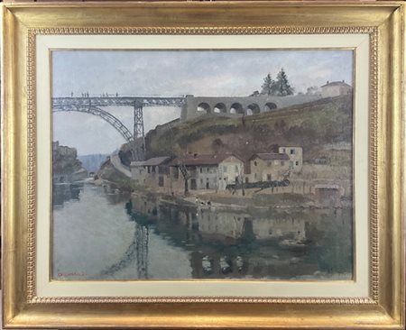 Alfonso Corradi "Trezzo D'Adda" 
olio su tela (cm 50x60)
firmato in basso a sini
