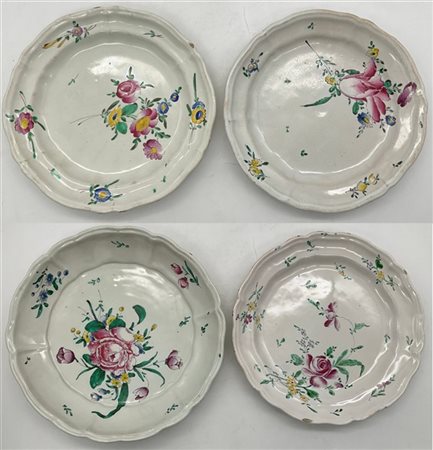 Manifattura Antonio Ferretti, Lodi, secolo XVIII. Lotto composto da sei piatti