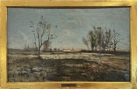 Carlo Mancini "Pianura" 
olio su tela (cm 34x54)
firmato e datato in basso a des