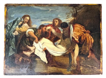 Scuola del secolo XIX

"Deposizione di Cristo" 
olio su carta applicata a tela
