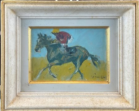 Giancarlo Perelli Cippo "Cavallo al galoppo" 
olio su cartone (cm 12,5x18)
firma