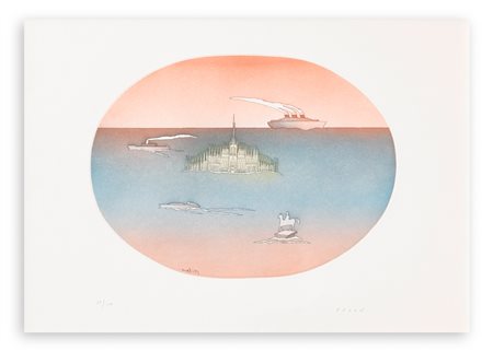 JEAN-MICHEL FOLON (1934-2005) - Senza Titolo (Milano. Piazza del Duomo), 1985 circa