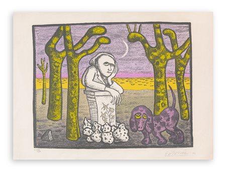 GIUSEPPE VIVIANI (1898-1965) - Uomo con cane, 1962