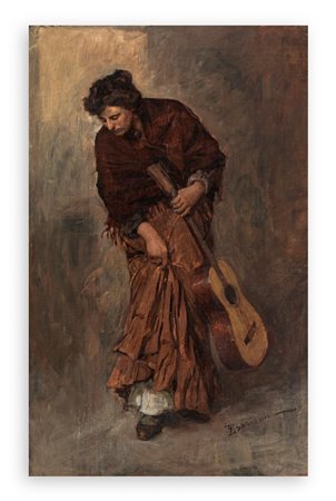 GIUSEPPE BARISON (1853-1931) - Senza Titolo (Suonatrice di chitarra)