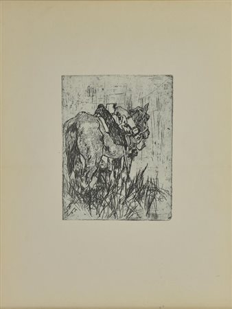 Da Giovanni Fattori CAVALLO stampa fotolitografica, cm 30x22