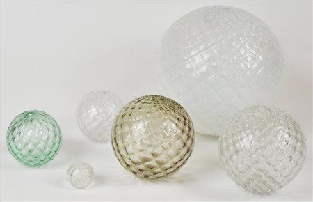 LOTTO DI SEI SFERE VENINI IN VETRO SOFFIATO, Italia XX secolo vetro...
