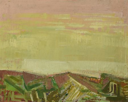 Tano Santoro PAESAGGIO SICILIANO, 1971 olio su tela, cm 40x50 firma sul...