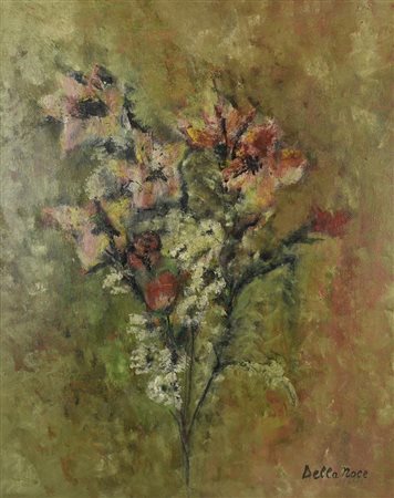 Giovanna Della Noce FIORI, 1990 olio su tavola, cm 50x40 firma sul retro:...