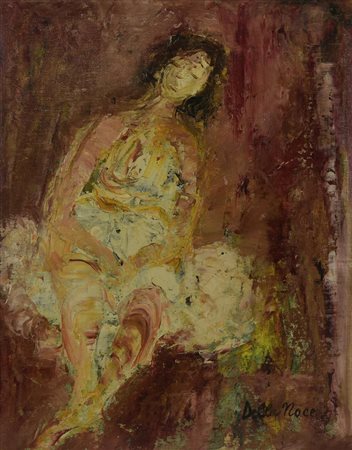 Giovanna Della Noce DOPO IL BALLETTO, 1982 olio su cartone, cm 50,8x40,6...