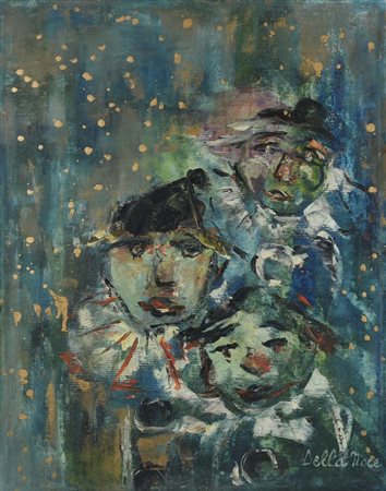 Giovanna Della Noce CLOWN E CORIANDOLI, 1987 olio su tela, cm 50x40 firma sul...