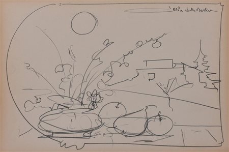 Gianni Sesia della Merla NATURA MORTA matita su carta, cm 34,5x50 firma sul...