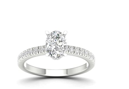  ANELLO CON DIAMANTE LABGROWN A OVALE E PAVE' LATERALE - 484 LG