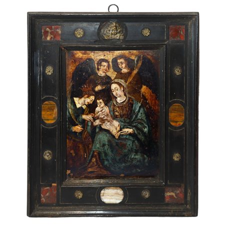 Piccola natività con due angeli, fine 17° secolo 