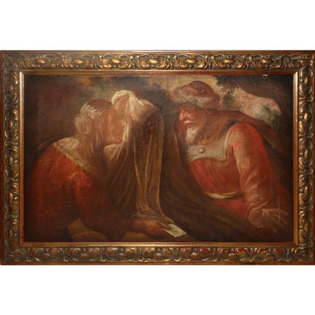 Scena biblica: Vengono mostrati i panni insanguinati di Giuseppe a Giacobbe dopo essere stato gettato nel pozzo dai fratelli, primi 18° secolo