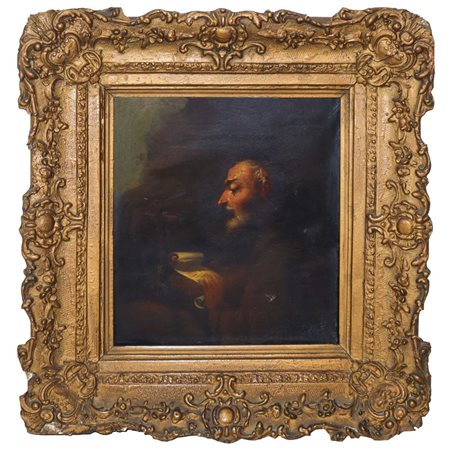 Frate con crocifisso che legge, 17° secolo painter
