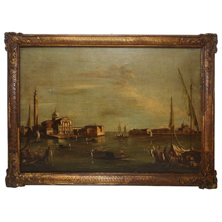 Vittore Zanetti Zilla (Venezia 1864 - Milano 1946)  - L'isola di San Giorgio Maggiore con la punta della Giudecca, Venezia