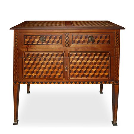 Cassettone con intarsi a damiere, Louis XVI, Sicily, fine 18° secolo