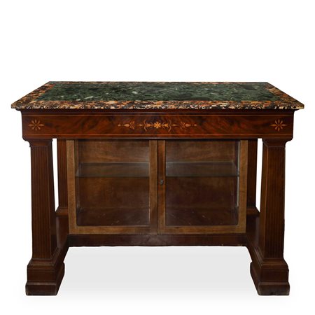 Consolle Carlo X con vetrina alla base e marmo al piano, Sicily 19° secolo