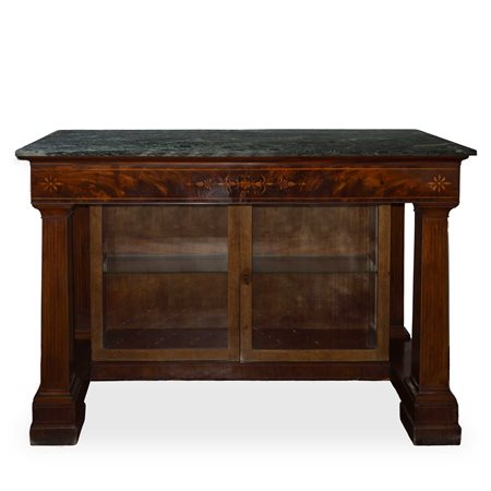 Consolle Carlo X con vetrina alla base e marmo al piano, Sicily 19° secolo