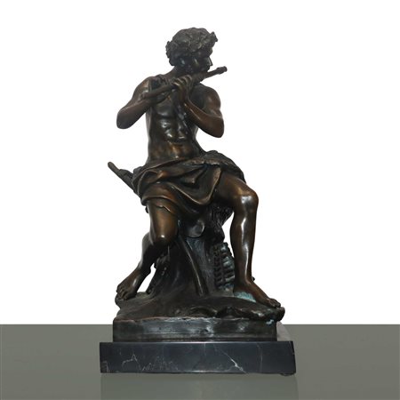 Antoine Coysevox - Barbedienne Fondeur (Lione 1640 - Parigi 1720, Paris  1859)  - Fauno suonatore di flauto , 19° secolo