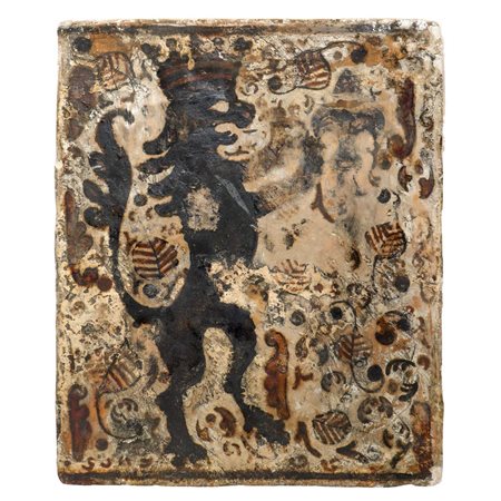 Placca Socarrat Valenziano  in argilla cotta raffigurante Leone araldico