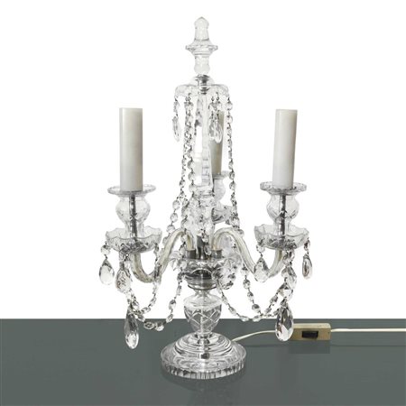 Flambeau a 3 luci in cristallo di Boemia