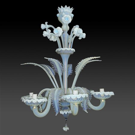 Lampadario in vetro di Murano azzurro