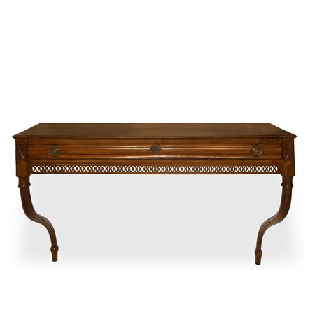 Consolle da muro con sottocassetto a ringhierina , primi 20° secolo