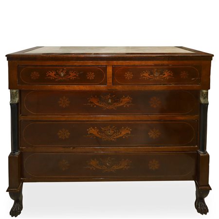 Cassettone in legno di mogano ,  Second Empire 19° secolo