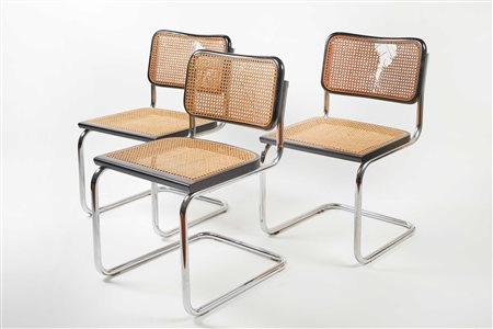 Marcel Breuer (Pécs, 1902 -  New York, 1981) 
Tre sedie Anni '60
 Cm 81x45x50