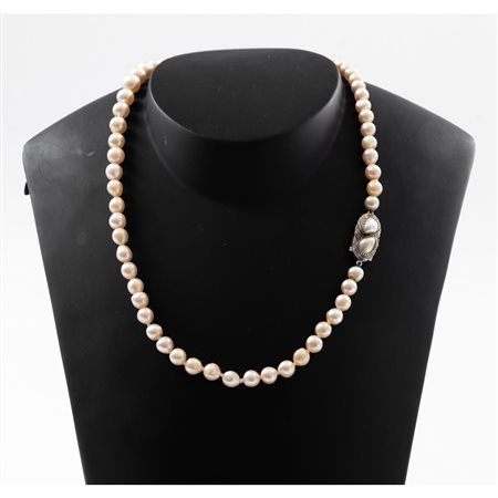 COLLANA di perle coltivate Giappone con susta in oro 18 KT